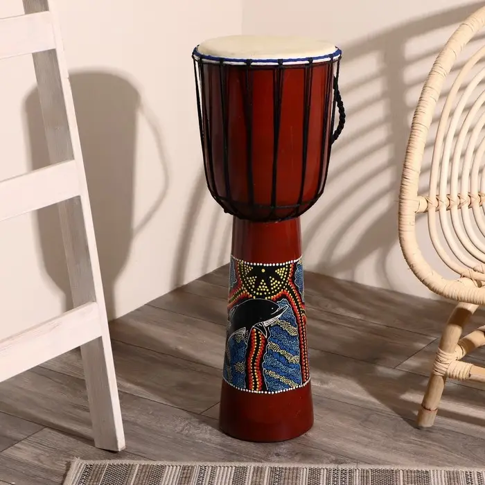 Сувенирный музыкальный инструмент барабан джембе «Цветной», 70×25×25 см, МИКС