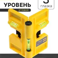 Уровень угловой магнитный ТУНДРА, складной, 3 глазка