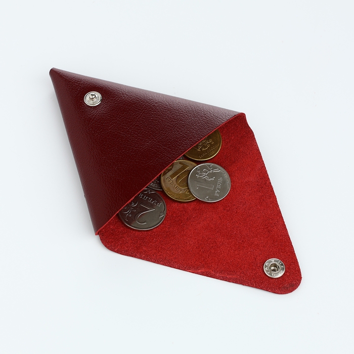Монетница на кнопке TEXTURA, цвет бордовый