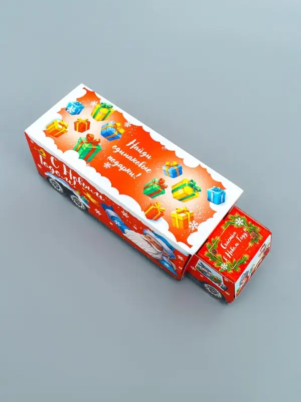 Подарочная коробка Новогодняя Фура «Везу радость» с анимацией 36×15×10 см Подарочная коробка Новогодняя Фура «Везу радость» с анимацией 36×15×10 см