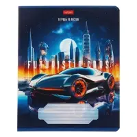Тетрадь 18 листов в клетку Futuristic cars, обложка мелованный картон, МИКС