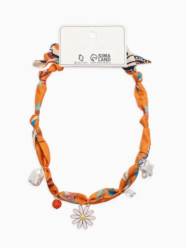 Колье-чокер на платке "Стиль". цвет оранжевый с золотом