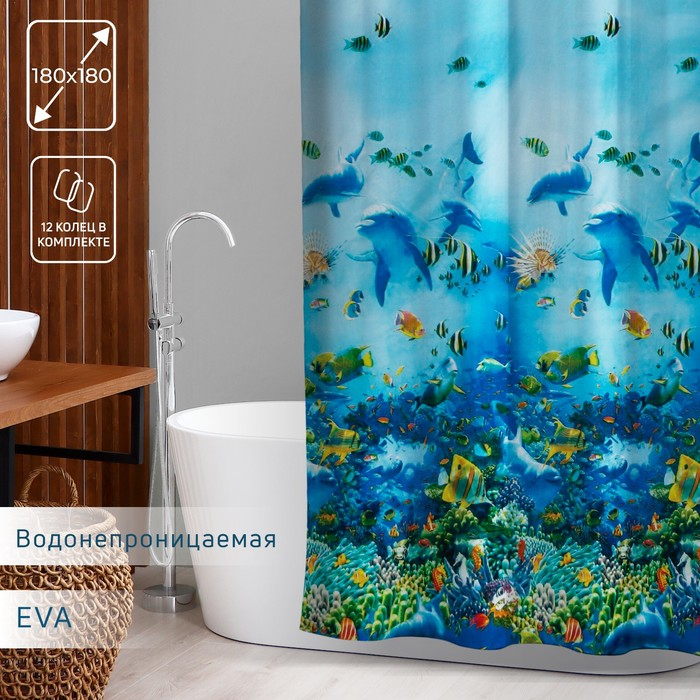 Штора для ванны Доляна «Морская», 180×180 см, EVA Штора для ванны Доляна «Морская», 180×180 см, EVA