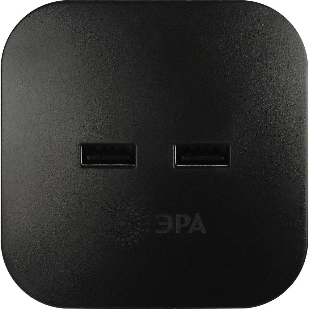 Разветвитель ЭРА SP-4-USB-B (4р 220V + 2xUSB 2400mA/без заземл/10А, черный)