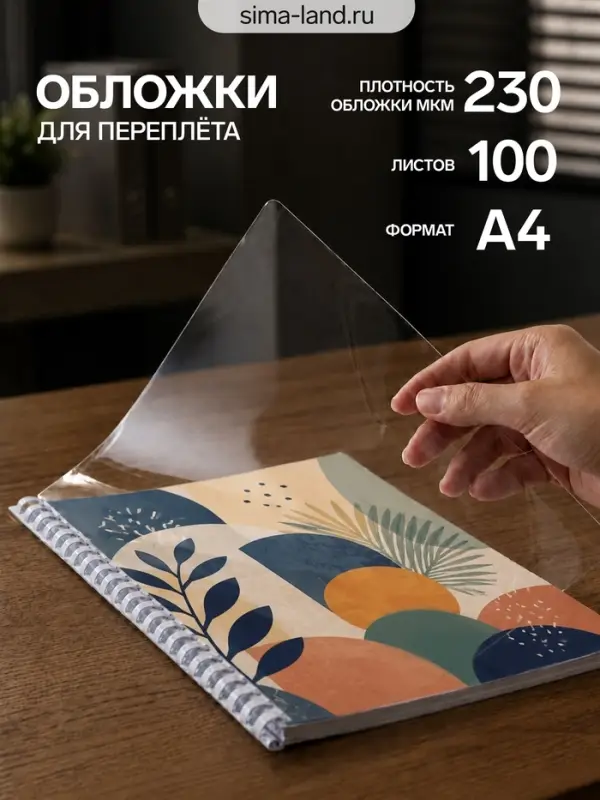 Обложки для переплета A4, 230 г/м&sup2;, 100 листов, картонные, белые, тиснение под Кожу, Гелеос