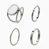 Набор колец 3 шт "Новый стиль" линии, размер МИКС, цвет белый в серебре