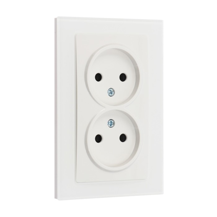 Розетка двухместная TOT Glossy Glass, 10 А, скрытая, без з/к, стекло, белая Розетка двухместная TOT Glossy Glass, 10 А, скрытая, без з/к, стекло, белая