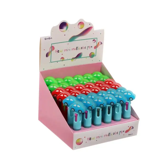 Ручка шариковая автоматическая 4-х цветная, мини, Ручка шариковая автоматическая 4-х цветная, мини, "Машина", МИКС