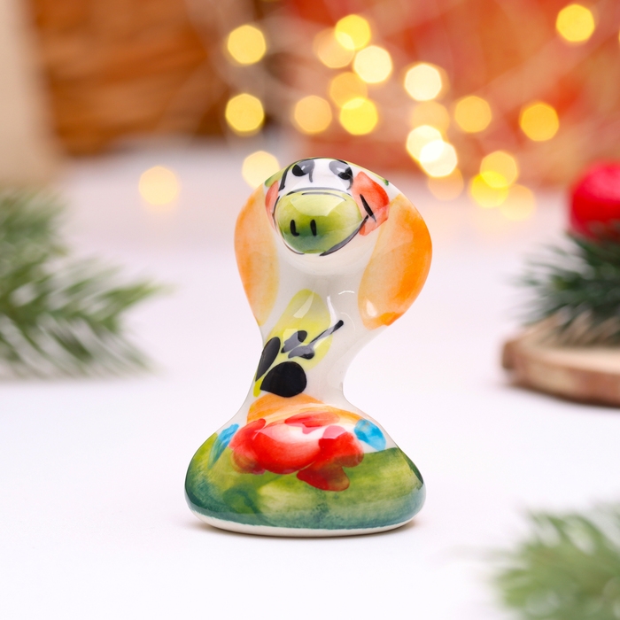 Сувенир символ года Сувенир символ года "Кобра", малая № 2, гжель, цвет, 6х4 см