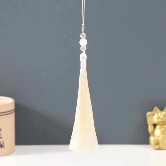 Подвеска текстиль, металл  Подвеска текстиль, металл "Бабочка" слоновая кость 1х1,2х16,5 см