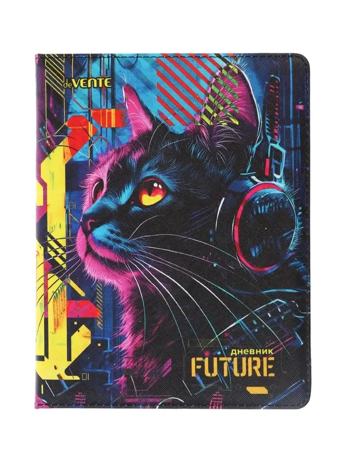 Дневник школьный для 1-11 классов, deVENTE. Label. Cyber Cat, искусственная кожа, антивандальный