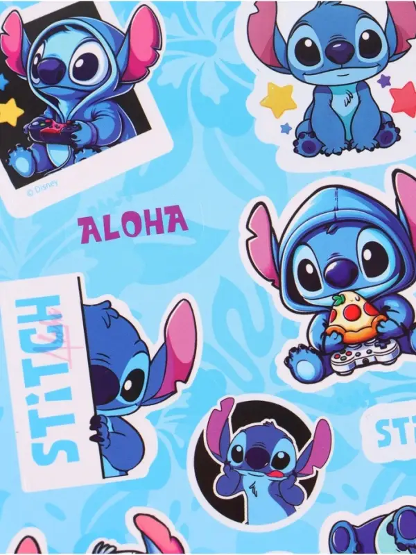 Блокнот с разделителями А6, 65 л ручка с кристаллами и стикеры-наклейки Стич 4 Блокнот с разделителями А6, 65 л ручка с кристаллами и стикеры-наклейки Стич 4