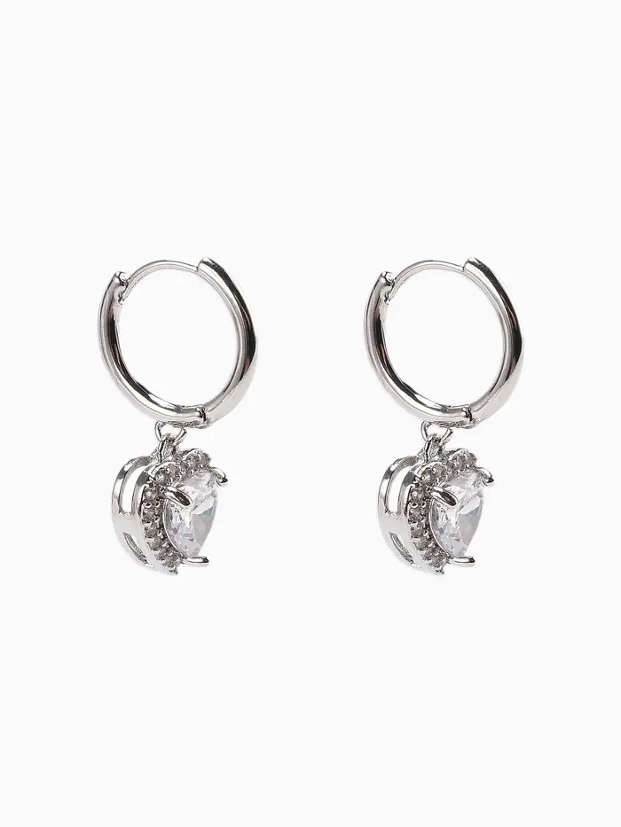 Серьги &laquo;Хрустальная любовь&raquo; сердце, белые в серебре
