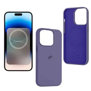 Чехол для iPhone 14 Pro Max Silicone Case 100% ORG Iris (MagSafe + анимация NFC Clear) c LOGO