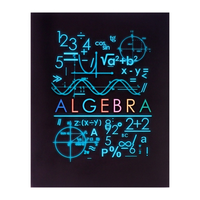 Тетрадь предметная Calligrata Тетрадь предметная Calligrata "СуперНеон", 48 листов в клетку Алгебра, со справочным материалом, обложка мелованный картон, блок офсет