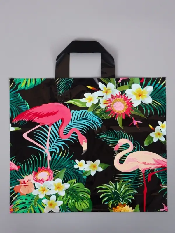 Пакет с петлевой ручкой "Фламинго" 35 х 30 х 8, см, 60 мкм