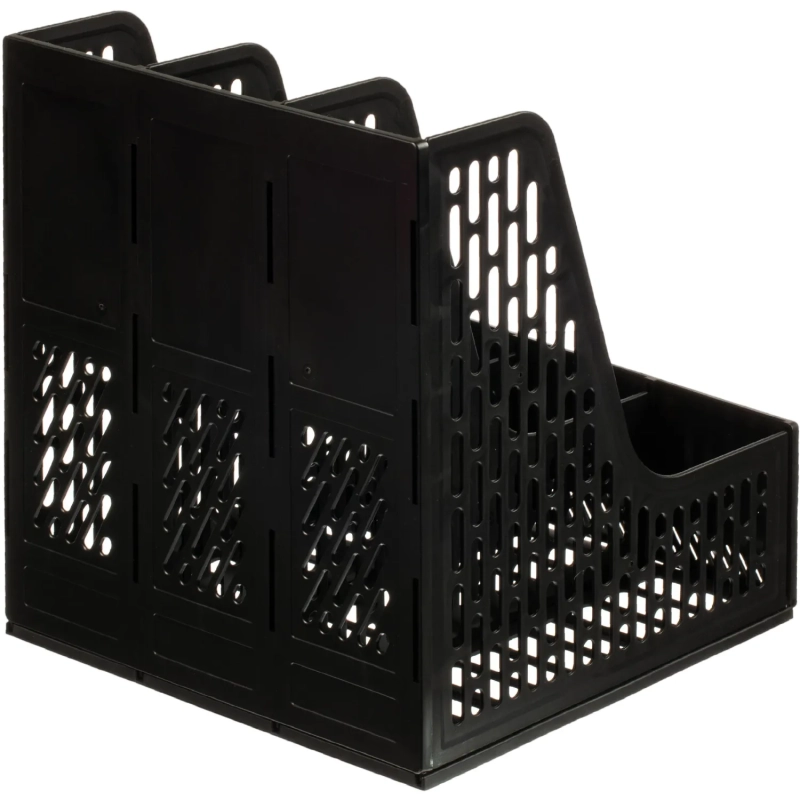 Лоток вертикальный д/бумаг Deli E9843,сбор,3отд,чер,250x257x275мм,пл