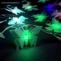 Гирлянда &laquo;Нить&raquo; 5 м с насадками &laquo;Бабочки малые&raquo;, IP20, прозрачная нить, 20 LED, свечение мульти (RG/RB), мигание, 220 В