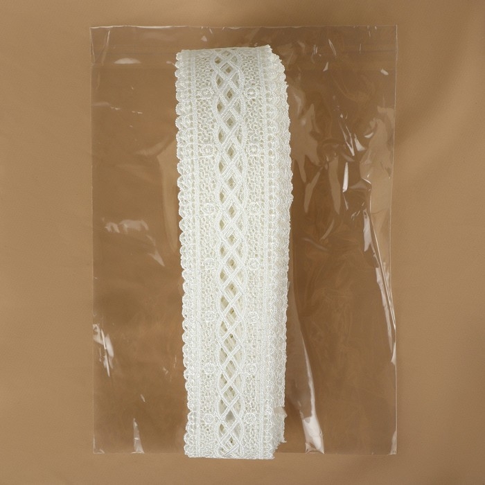Кружево гипюровое, 40 мм × 11 ± 1 м, цвет айвори Кружево гипюровое, 40 мм × 11 ± 1 м, цвет айвори