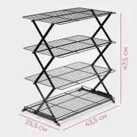 Решётка для глазирования и остывания кондитерских изделий KONFINETTA, 4 яруса, 43.5&times;25.5&times;8 см, чёрная