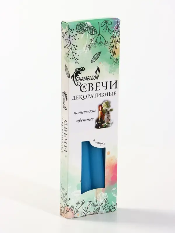 Свечи античные, набор 4 шт., 2.2&times;24 см, 8 ч, 50 г, синие