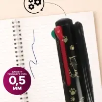 Набор шариковых ручек, 3 штуки, автоматические, 4-цветная, чёрный корпус, с рисунком