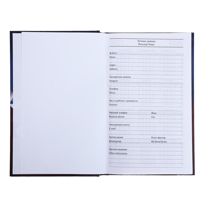 Ежедневник недатированный А5, 128 листов Ежедневник недатированный А5, 128 листов "ГЕРБ РФ", твёрдая обложка, глянцевая ламинация, сине-красный