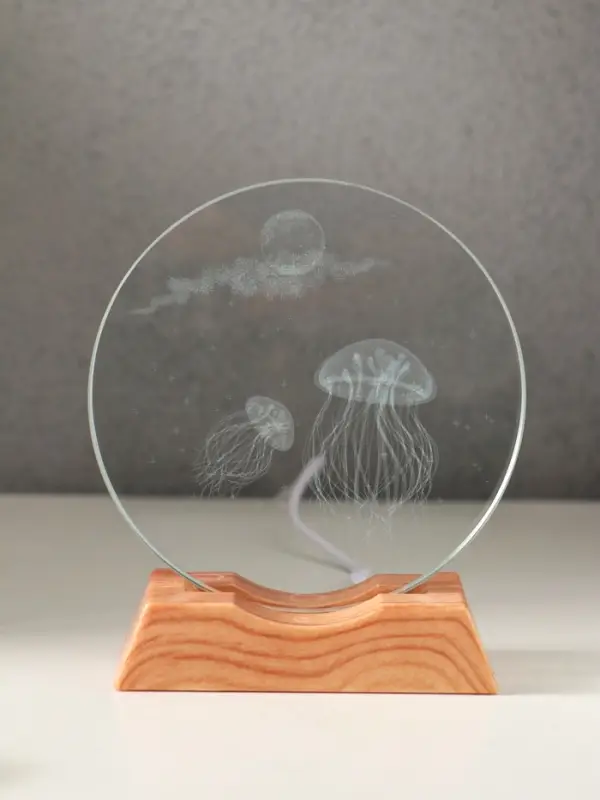 Сувенир стекло свет Сувенир стекло свет "Диск. Медузы" 5хLED d=10 см, USB 10х4х11,4 см