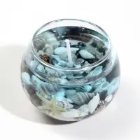 Свеча гелевая в стекле &laquo;Морской мир&raquo;, синий, 6.5&times;6.5&times;6 см, 6 ч