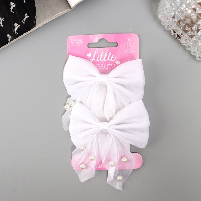 Зажим для волос  Зажим для волос "Марта" (набор 2 шт) грация, 7,5 см, белый