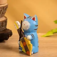 Сувенир «Кот с контрабасом», 4×5×8 см, дерево, МИКС