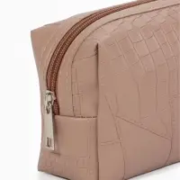Косметичка ONE COLOR, на молнии, искусственная кожа, бежевая
