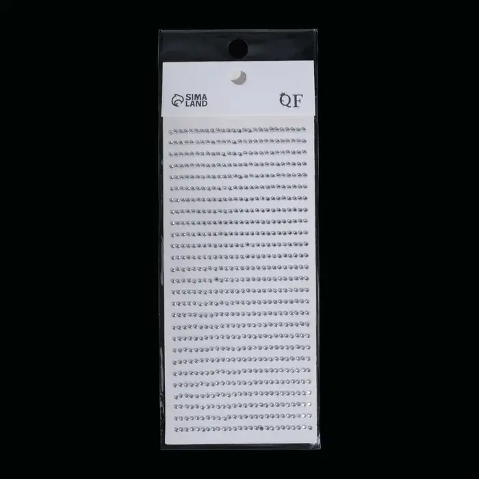 Стразы для декора, на клеевой основе, 7.5&times;15 см, d=2 мм, цвет серебристый