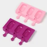 Форма для мороженого &laquo;Эскимо волна&raquo;, силикон, 19.4&times;13 см, 3 ячейки (7&times;4 см), МИКС