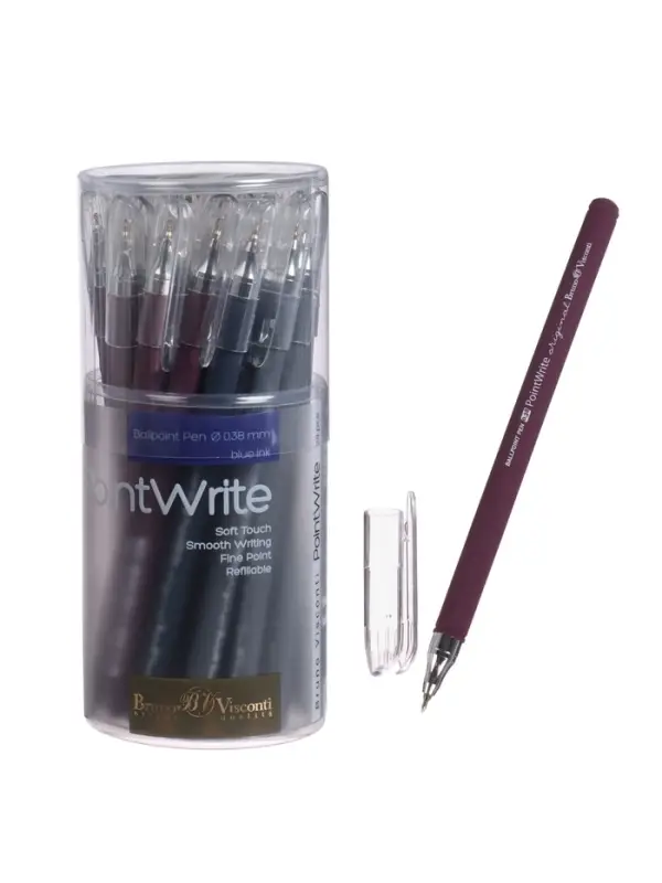 Ручка шариковая BrunoVisconti. PointWrite. Original, синий стержень, узел 0.38 мм, матовый корпус, МИКС