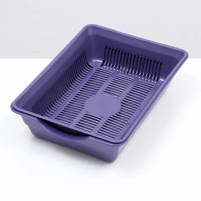 Туалет для кошек, 36&times;25&times;9 см, глубокий, с сеткой, пластик, фиолетовый