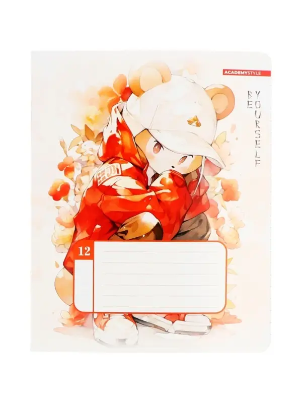 Тетрадь 12 листов, в линейку &laquo;С ушками&raquo;, мелованный картон, МИКС