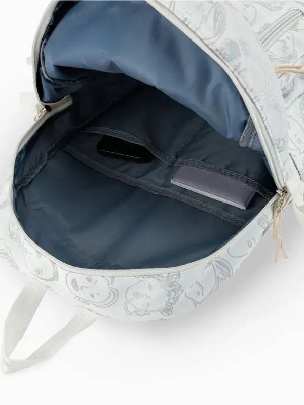 Рюкзак школьный на молнии, с карманами, с принтом, размер 29&times;11&times;40 см, белый