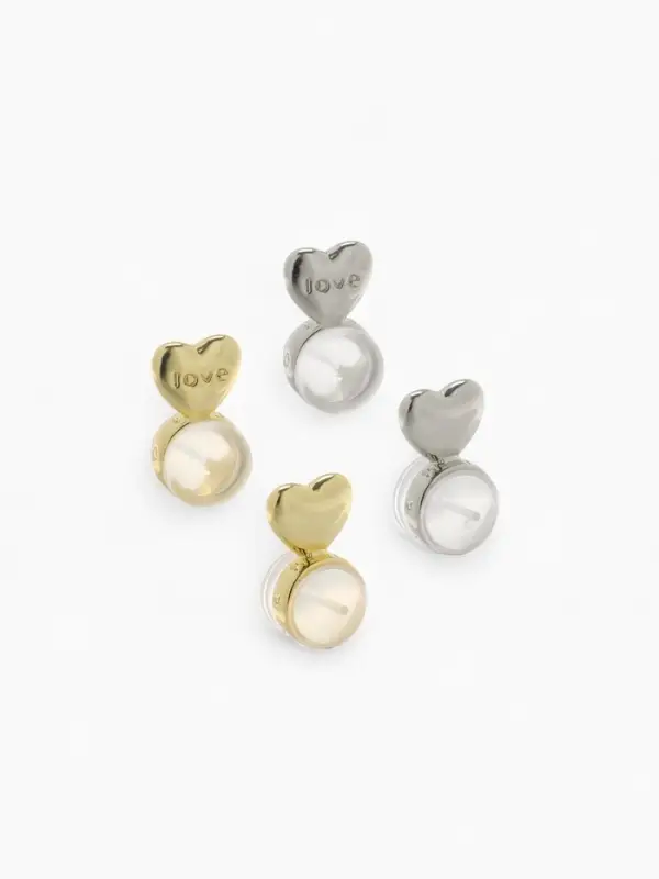 Заглушки силиконовые  Заглушки силиконовые "Сердце" поддерживающие (3 пары), цвет золото, серебро