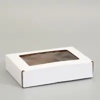 Коробка самосборная, белая с окном, 21 х 15 х 5 см