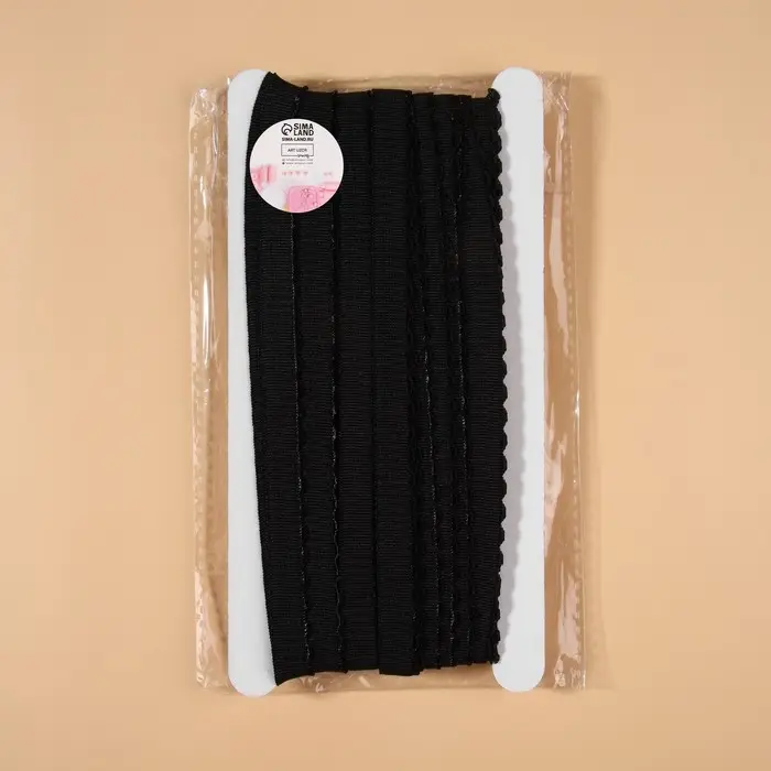 Резинка бельевая, с ажурным краем, 10 мм, 10&plusmn;0.5 м, чёрная