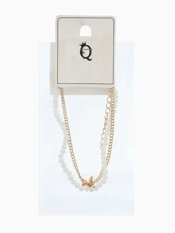 Браслет на ногу &laquo;QF. Хвост русалки&raquo;, два ряда, L= 28.5 см, белый в золоте