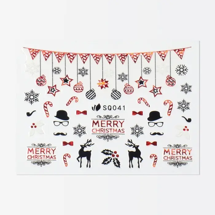 Наклейки для ногтей «Счастливого Рождества», фольгированные, разноцветные Наклейки для ногтей «Счастливого Рождества», фольгированные, разноцветные