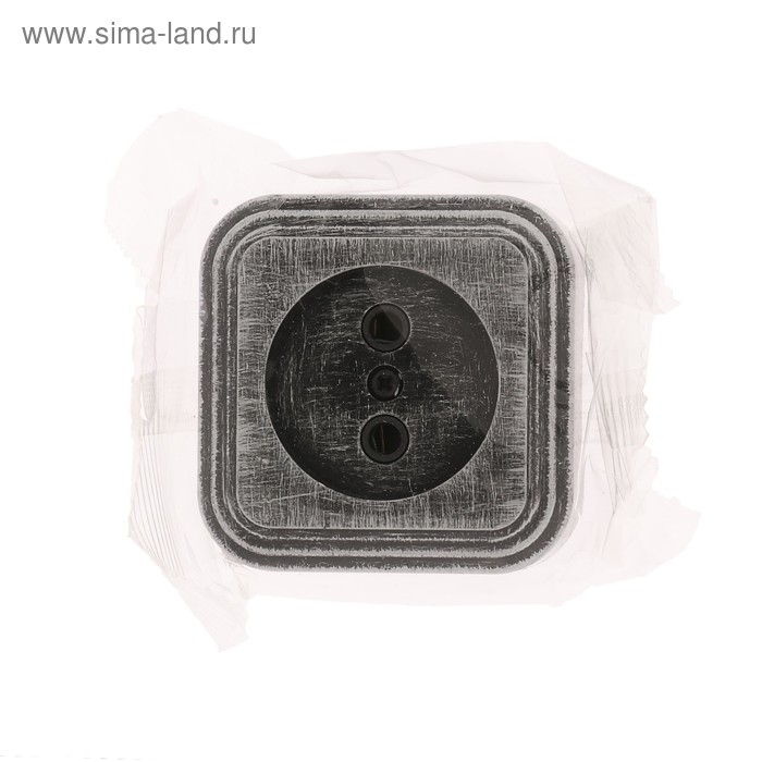 Розетка  Розетка "Элект" RA 16-131-ЧС, 16 А, 250 В, одноместная, открытая, без з/к,черная под серебро