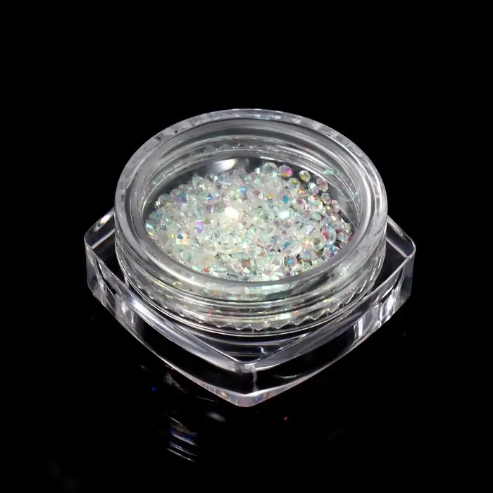 Стразы для декора, круглые, разноразмерные, прозрачные, голографические