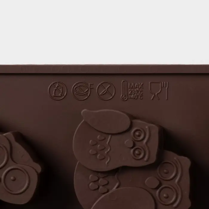 Форма для шоколада Доляна &laquo;Совы&raquo;, силикон, 19&times;15 см, 12 ячеек (3.5&times;3.5&times;1.5 см), коричневая
