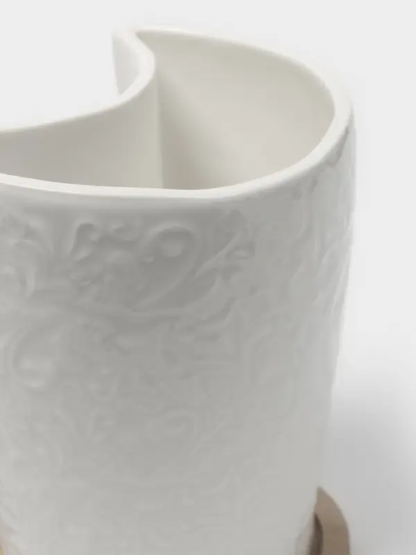 Подставка для бумажных полотенец и кухонных принадлежностей BellaTenero, 19.5&times;12.5&times;25.5 см, фарфор, бамбук, белая