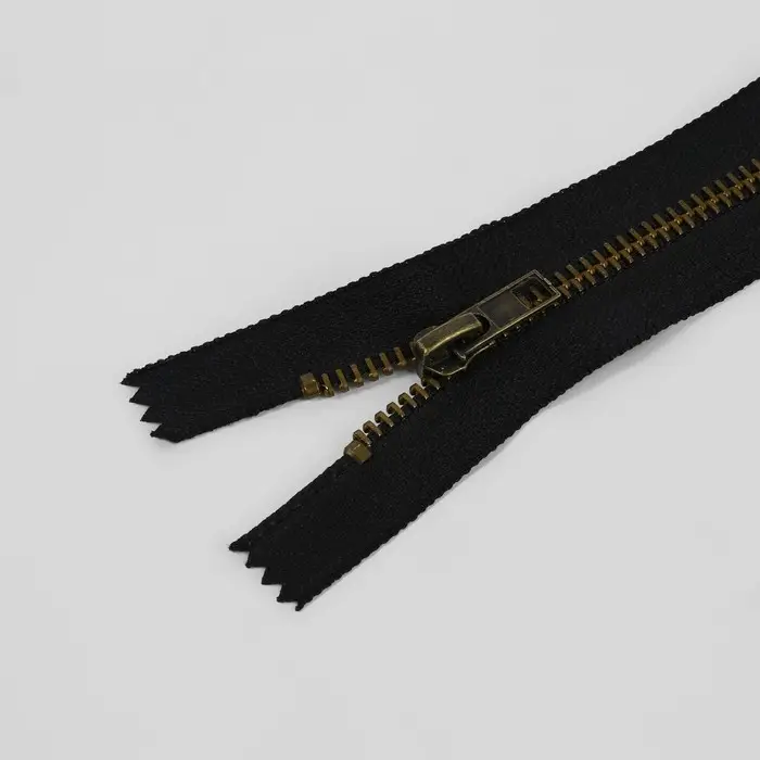 Молния металлическая, №5, неразъёмная, замок автомат, 18 см, чёрная