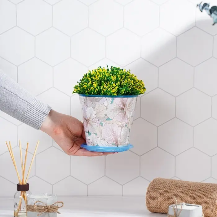 Горшок для цветов Доляна «Жарден», 0,8л, цвет голубой Горшок для цветов Доляна «Жарден», 0,8л, цвет голубой