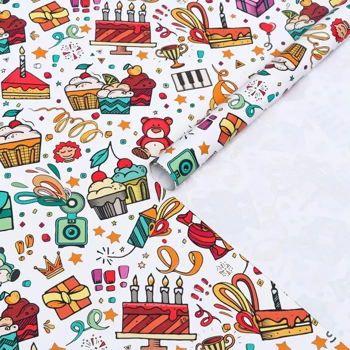 Бумага упаковочная глянцевая «Угощения», 70×100 см Бумага упаковочная глянцевая «Угощения», 70×100 см